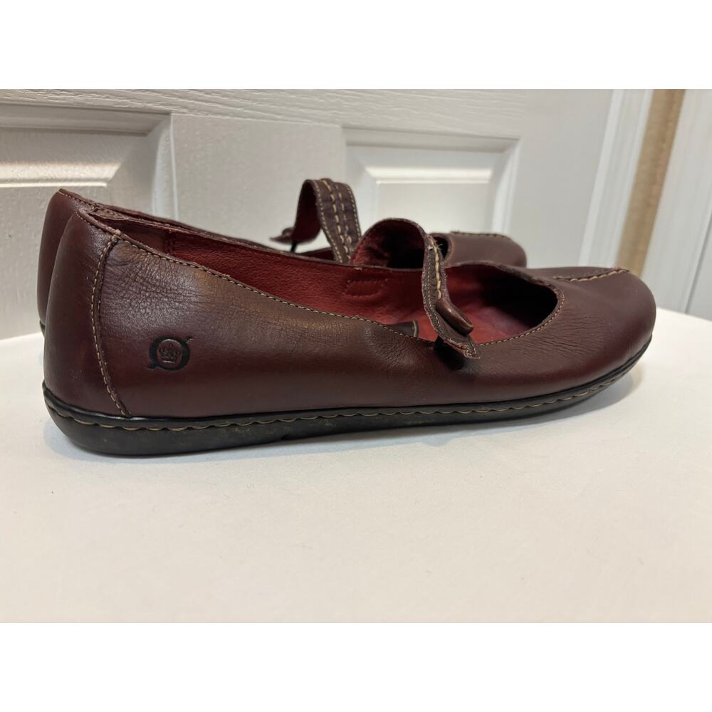 Maroon Leather Mary Jane Flats Women’s Comfort Shoes Round Toe Casual Size 11 - Picture 4 of 10